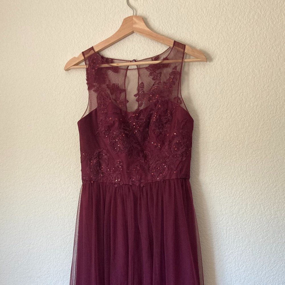 David's Bridal STYLE# F20122 Bridesmaids Dress - Burgendy